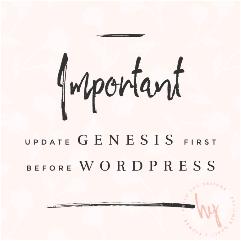 Genesis Update First Then Wordpress