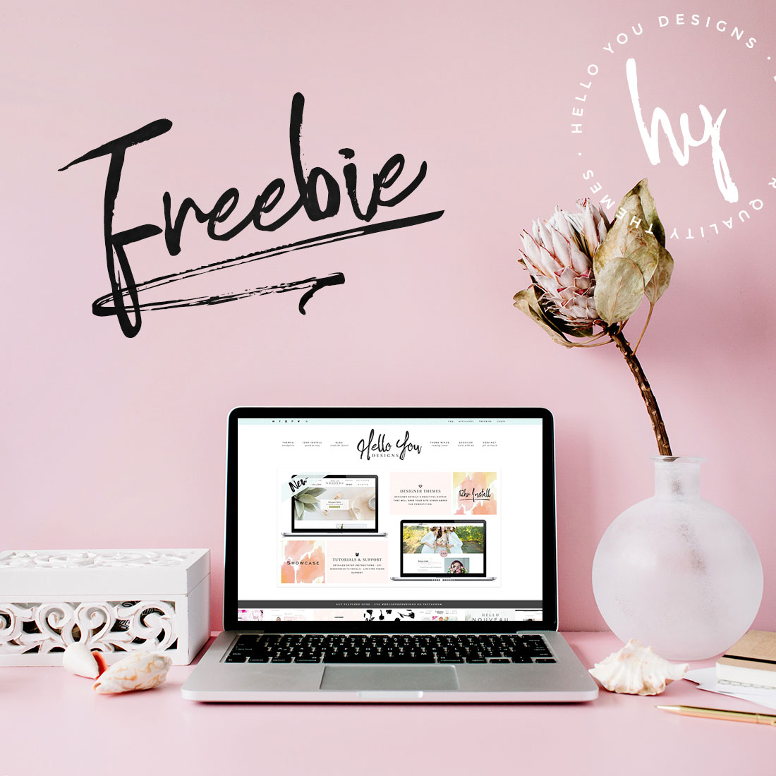 Pink Destop Mockup Freebie - Hello You Designs