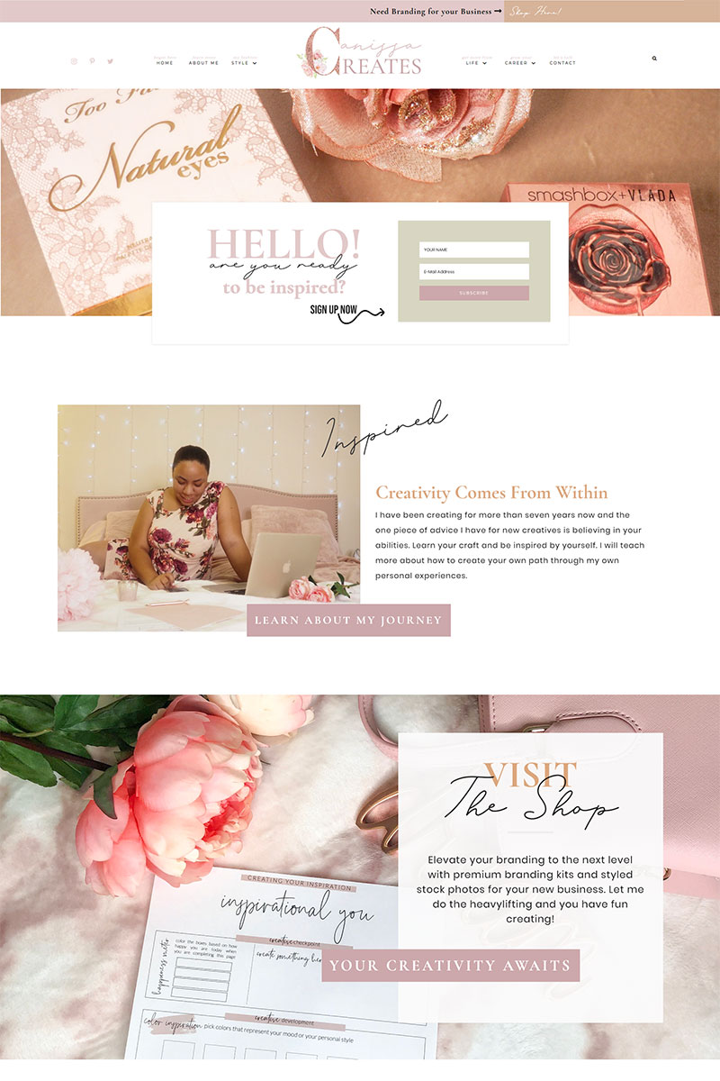 Hello Boho Feminine WordPress Theme Example