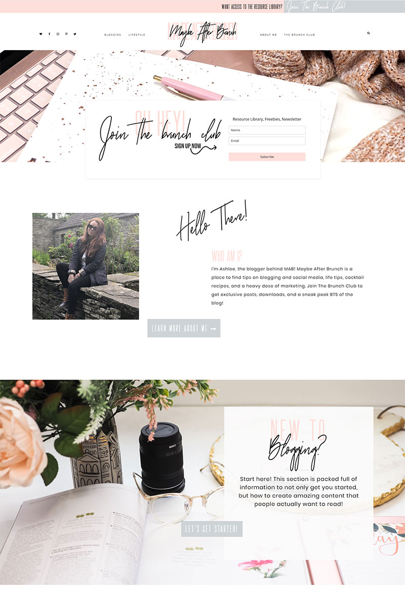 Hello Boho Theme Example WordPress Feminine Food Blog