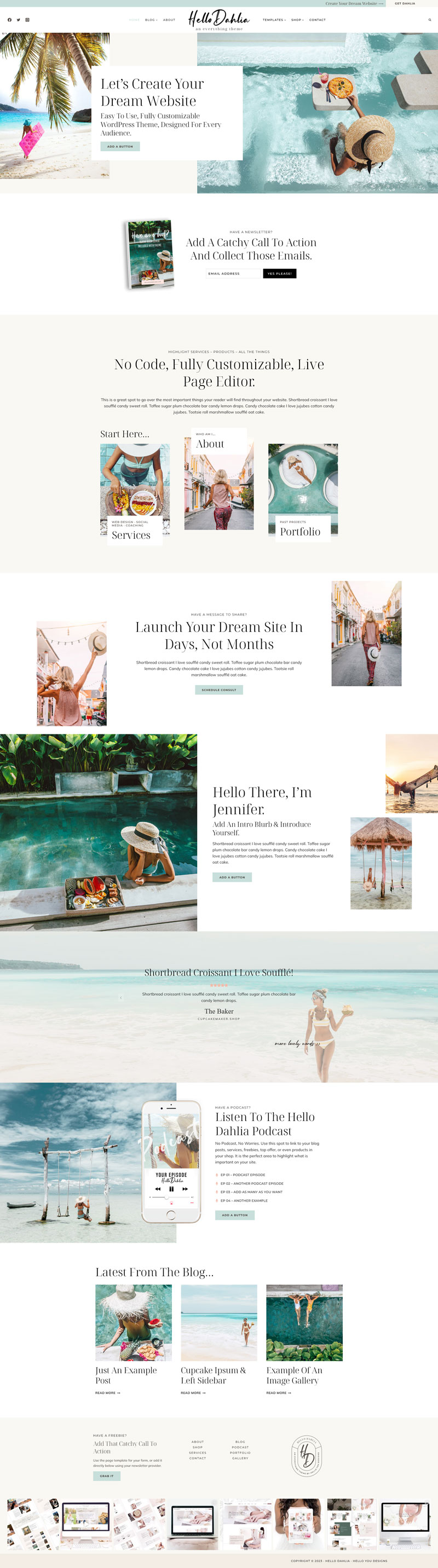 Hello Dahlia WordPress Theme coaches bloggers 