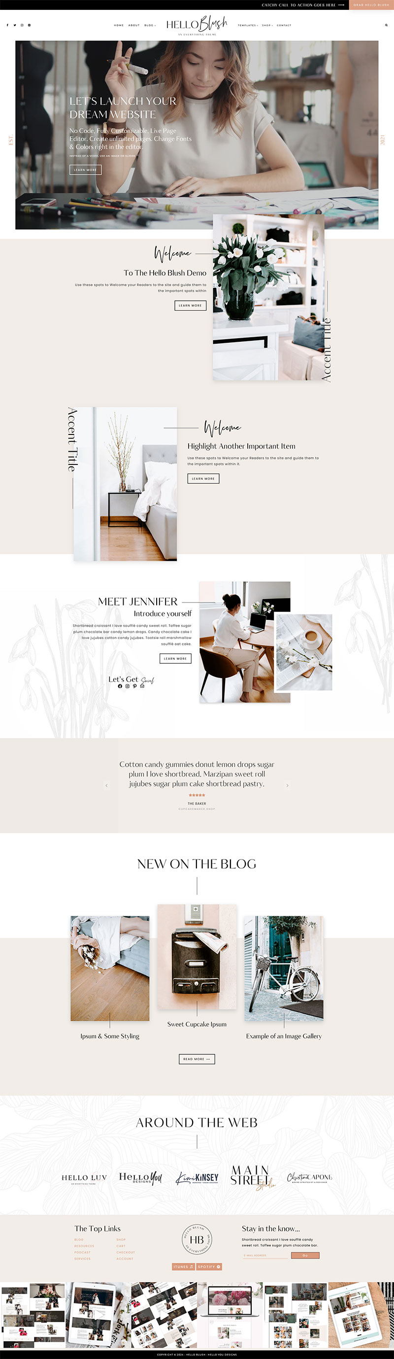 Hello Blush feminine WordPress Theme coaches blogger