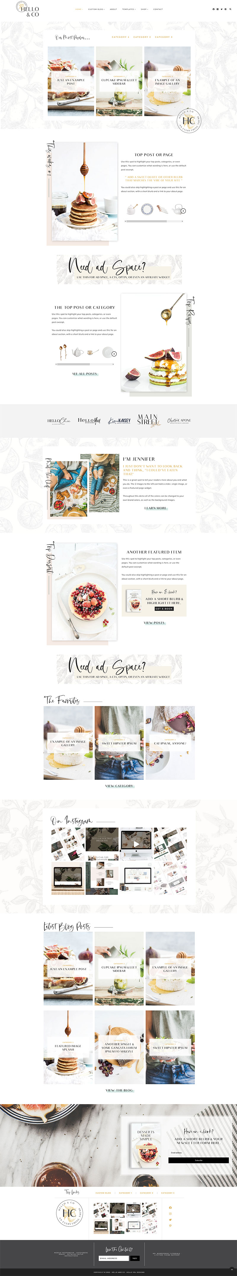 hello and co wordpress theme food cooking travel fitness blog