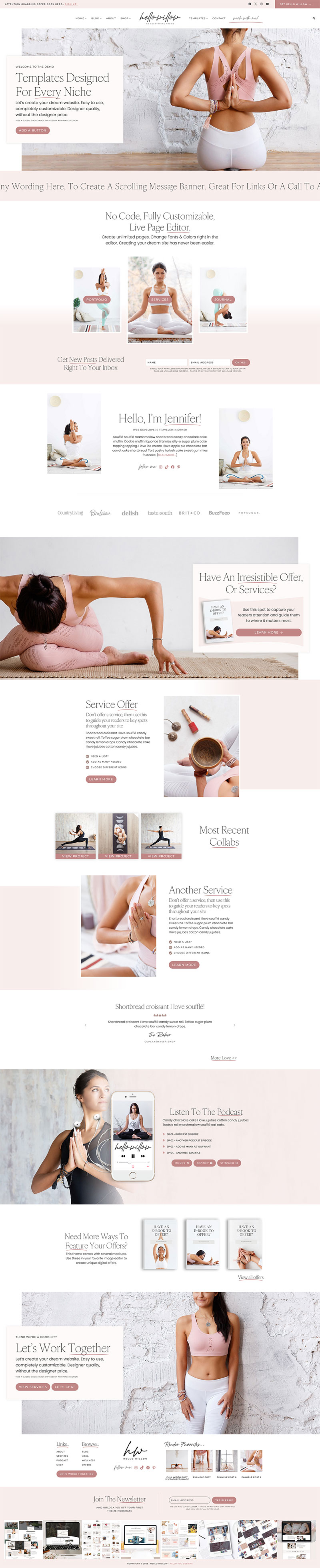 Hello Willow Theme Femine Kadence WordPress