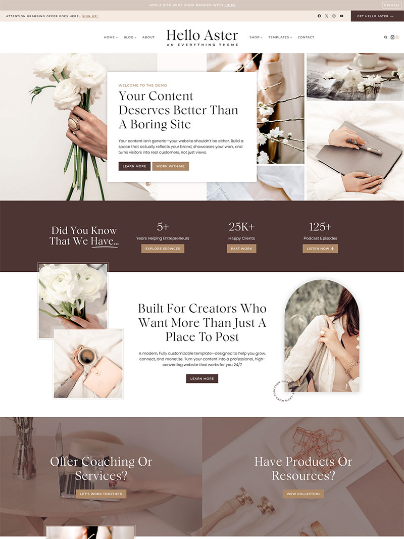 Hello Aster Homepage Preview